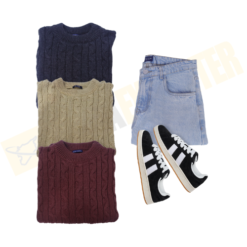 كنزة صوفية بنقشة الضفيرة - الصورة 3